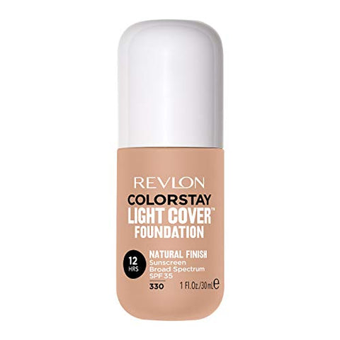 Revlon ColorStay Light Cover Liquid Foundation, Hydrating Longwear Weightless Makeup with SPF 35, Light-Medium Coverage for Blemish, Dark Spots & Uneven Skin Texture, 330 Natural Tan, 1 fl. oz.