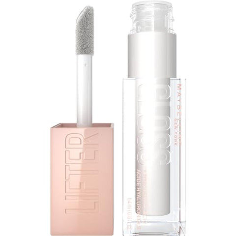 Maybelline Lifter Gloss, Hydrating Lip Gloss with Hyaluronic Acid, High Shine for Plumper Looking Lips, Pearl, Silver Pearl Clear, 0.18 Ounce - Personal Care