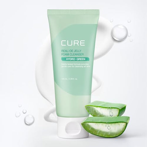 Cure Aloe Vera Foam Cleanser – Hydrating Gentle Korean Face Wash with Aloe & Centella for Sensitive Skin, Pore Care & Deep Cleansing, 3.38 fl oz - Personal Care