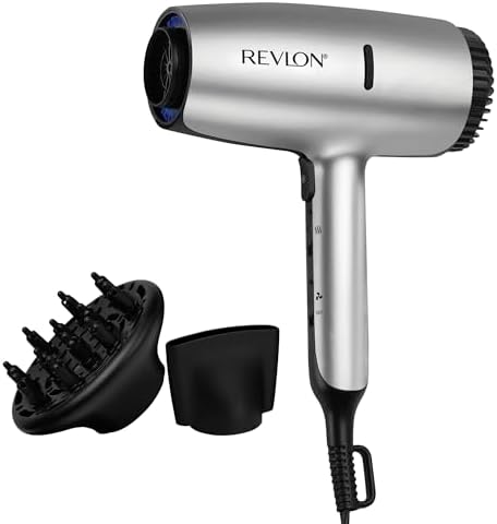 REVLON Dry Max Hair Dryer with Diffuser for Natural Curls, Silver