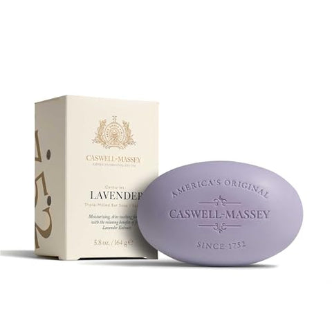 Caswell Massey Lavender Natural Bar Soap for Women, Moisturizing Triple-Milled Body Soap for Bath, Face & Hands, Soothing Floral Scent, Plant-Based, Essential Oils, Cruelty-Free, Made in USA, 5.8 oz