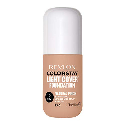 Revlon ColorStay Light Cover Liquid Foundation, Hydrating Longwear Weightless Makeup with SPF 35, Light-Medium Coverage for Blemish, Dark Spots & Uneven Skin Texture, 240 Medium Beige, 1 fl. oz.