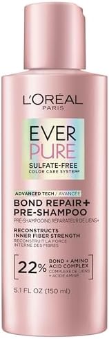 L'Oreal Paris Sulfate Free Bond Repair+ Pre Shampoo Concentrate, Hair Treatment with Bond + Amino Acid Complex for Colored, Bleached or Damaged Hair, EverPure, 5.1 Fl Oz (Packaging May Vary)