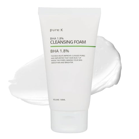 Pure K BHA 1.8% Cleansing Foam, Korean Skincare, (3.38 fl oz) - Personal Care
