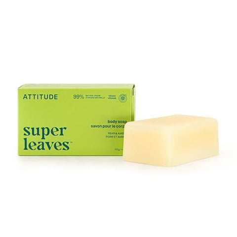 Attitude Body & Face Bar Soap, Pear & Amber, EWG Verified, Vegan, 4 Oz - Personal Care