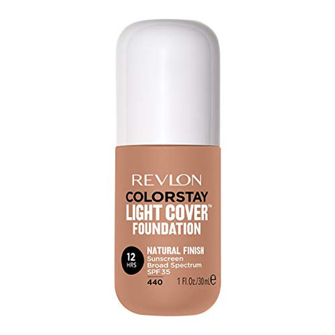 Revlon ColorStay Light Cover Liquid Foundation, Hydrating Longwear Weightless Makeup with SPF 35, Light-Medium Coverage for Blemish, Dark Spots & Uneven Skin Texture, 440 Caramel, 1 fl. oz.