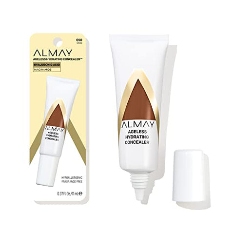 Almay Anti-Aging Concealer, Face Makeup with Hyaluronic Acid, Niacinamide, Vitamin C & E, Hypoallergenic-Fragrance Free, 050 Deep, 0.37 Fl Oz (Pack of 1)