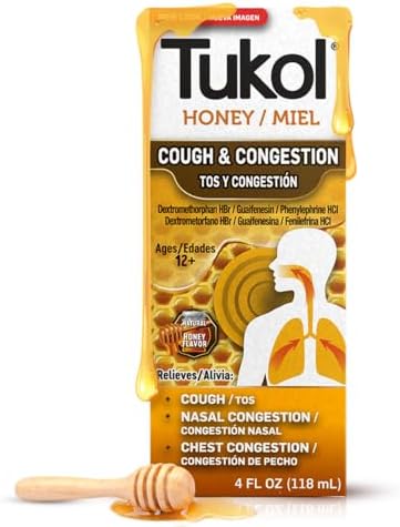 TUKOL X-Pecto Honey Cough Syrup for Adults, DM Cough Expectorant, 4 Fl Oz
