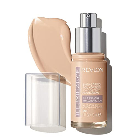 Revlon Illuminance Skin-Caring Liquid Foundation, Hyaluronic Acid, Hydrating and Nourishing Formula with Medium Coverage, 201 Creamy Natural, 1 fl oz - Personal Care
