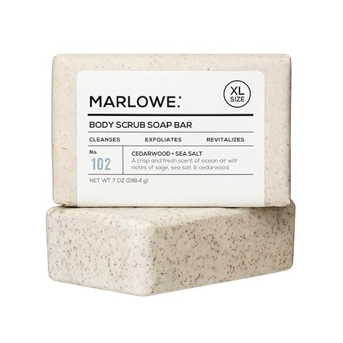 Marlowe. Body Scrub Soap, Exfoliating Soap Bar, Cedarwood & Sea Salt, 7 oz - Personal Care