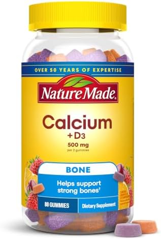 Nature Made Calcium Gummies 500 mg per Serving with Vitamin D3, 80 Gummies - Personal Care