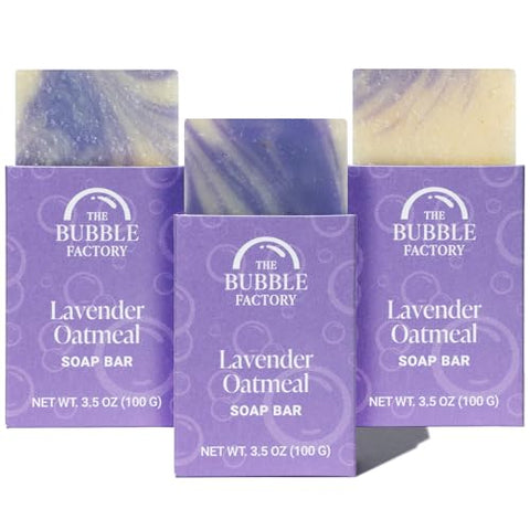 Handmade Natural Bath & Body Soap Bar, Vegan, All-Natural, Palm Oil Free, Made in USA with Shea Butter + Essential Oils, Lavender Oatmeal, 3 Bars - Personal Care