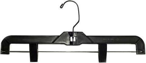 Nahanco 14” Heavy Weight Black Plastic Bottom Hanger | Heavy Weight Plastic Skirt/Pant Hangers with Black Hook and Black Plastic Clips - Personal Care