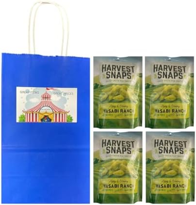 Big TOP DEALS USA Harvest Snaps Veggie Chips White Cheddar, 6 Bags (3 oz Each), Custom Bundle in Blue Paper Gift Bag - Personal Care