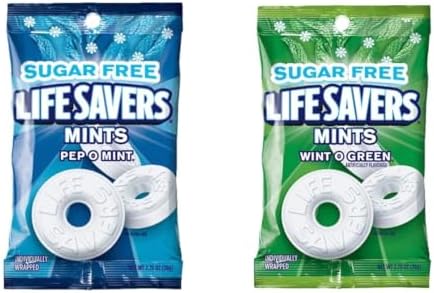 Life Savers Sugar Free Variety Pack - Pack of 2 - One of Each Flavor - Wint O Green and Pep O Mint - Delicious Variety - Perfect for Sharing