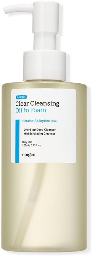 Low pH Clear Oil to Foam Facial Cleanser for Clear Pores & Sensitive Skin - Korean Skincare (6.93 fl oz) - Personal Care