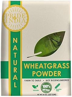 Pride of India Wheatgrass Powder | 8oz (227gm) Vegan Antioxidant-Rich Superfood Powdered Greens | Natural Wheat Grass for Juices, Smoothies, Blends | Caffeine-Free | 32+ Servings