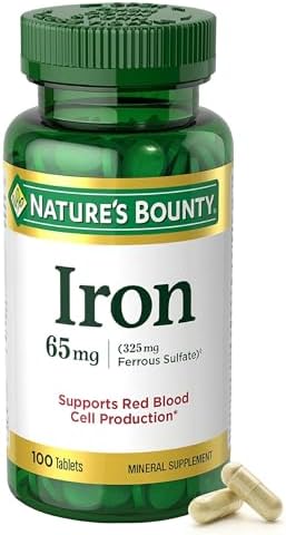 Nature’s Bounty Iron 65mg, 325mg Ferrous Sulfate, 100 Tablets