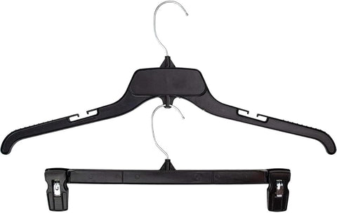 Big TOP DEALS USA Black Plastic Hangers Combo Set 30 Pack, 19-Inch Shirt Hangers with Notched Shoulders and 14-Inch Pant Clip Hangers - Personal Care
