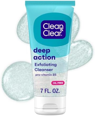 Clean & Clear Oil-Free Deep Action Exfoliating Facial Cleanser, 7 fl oz