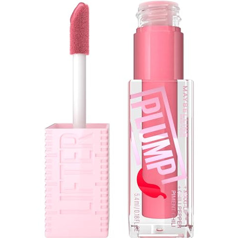 Maybelline Lifter Gloss Lifter Plump, Plumping Lip Gloss with Chili Pepper and 5% Maxi-Lip, Blush Blaze, Sheer Pale Pink, 1 Count - Personal Care