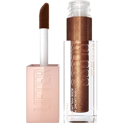 Maybelline Lifter Gloss, Hydrating Lip Gloss with Hyaluronic Acid, High Shine for Plumper Looking Lips, Crystal, Golden Neutral, 0.18 Ounce - Personal Care