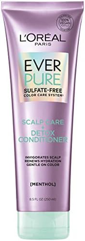 L'Oreal Paris EverPure Scalp Care + Detox Sulfate Free Conditioner for Color-Treated Hair, Invigorates Scalp and Renews Hydration, Menthol and Neem Leaf Extract, 8.5 Ounces
