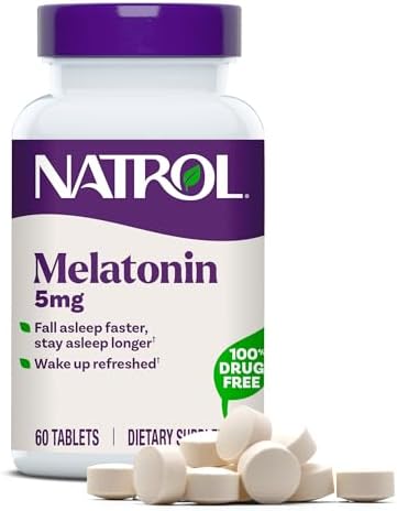 Natrol Melatonin 5 mg Tablets, Nighttime Sleep Aids for Adults, 60 Tablets
