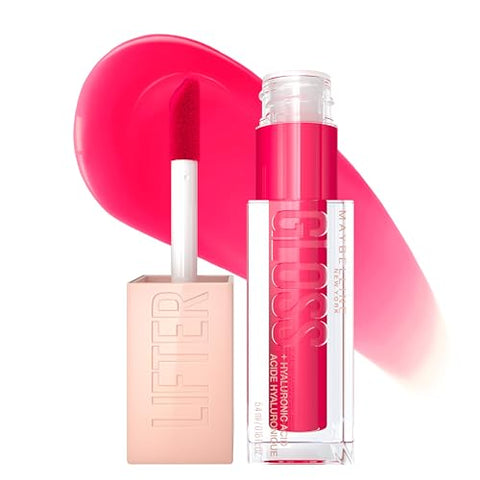 Maybelline New York Lifter Gloss Hydrating Lip Gloss with Hyaluronic Acid, Bubblegum, Sheer Bright Pink, 1 Count - Personal Care