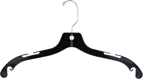 Sswbasics Black Plastic Dress Hangers 17 in, 20 Pack Hangers for Dresses | Slim black profile maximizes closet space while the secure design keeps dresses and tops from slipping.