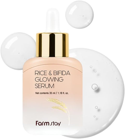 Farmstay Rice & Bifida Glowing Serum, Dark Spot Remover Correcting for face with Niacinamide, for Women & Men, Korean Skin Care, 1.18 Fl. Oz. - Personal Care
