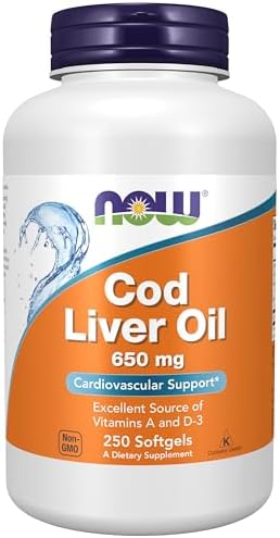 NOW Supplements, Cod Liver Oil 650 mg, Vitamins A & D-3, 250 Softgels
