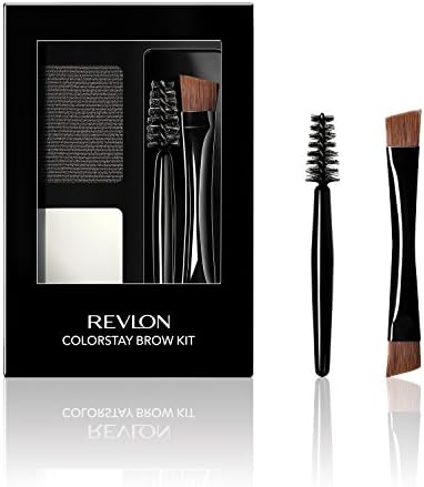 Revlon ColorStay Brow Kit, Includes Longwear Brow Powder, Clear Pomade, Dual-Ended Angled Tip Eyebrow Brush & Spoolie Brush, Soft Black (101), 0.08 oz