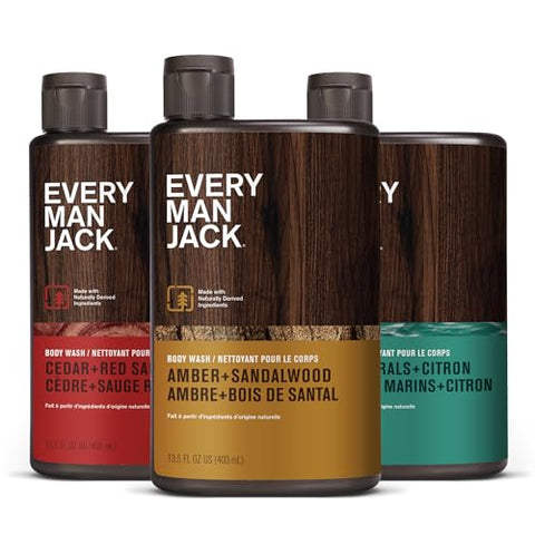 Every Man Jack Hydrating Body Wash for Men, Variety Pack, 13.5 oz (3pk) - Personal Care