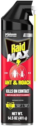 Raid Max Ant & Roach Spray, Kills Ants, Raoches, and Other Insects on Contact, Kills Listed Insects for 6 Months, 14.5oz