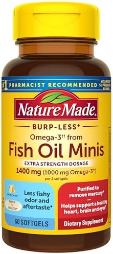 Nature Made Burp Less Fish Oil Omega 3, 1400 mg Minis, 60 Softgels - Personal Care