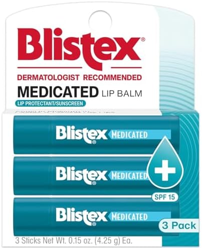 Blistex Medicated Lip Balm SPF 15, 24 Hr Moisture, 0.15 oz, 3 Count