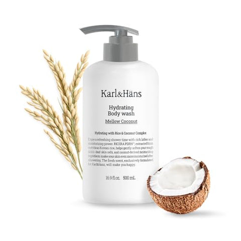 Karl&Hans Body Wash, Korean Rice PDRN & Ceramide, 16.9fl oz Coconut - Personal Care