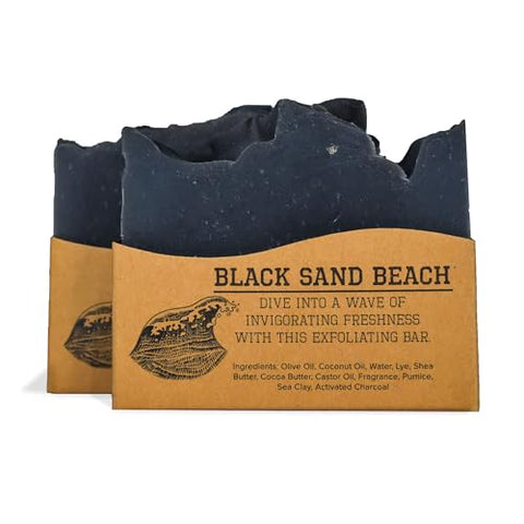 Compass Soap Black Sand Beach| Natural Bar Soap for Men | Soap Bar with Heavy Grit for Exfoliation | Best Mens Bar Soap | Natural, Paraben & Phthalate Free Bath Soap Bars for Men | 5 oz.