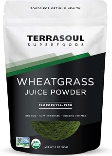 Terrasoul Superfoods Organic Wheat Grass Juice Powder, 5 Oz, Grown in Utah, Made from Nutrient Concentrated Juice, Revitalize with Green Nutrition: Smoothies, Detox Drinks, and Wellness Shots