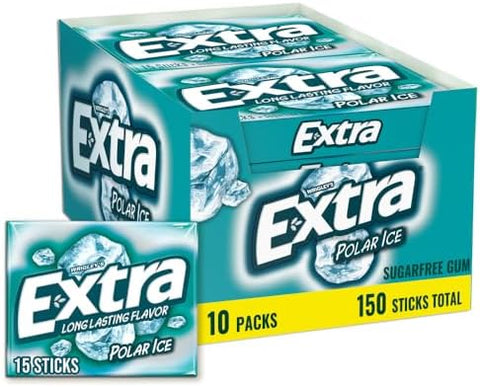 Extra Gum Polar Ice, Sugarfree Mint Chewing Gum Bulk Pack, 15 Ct, 10 Pack - Personal Care