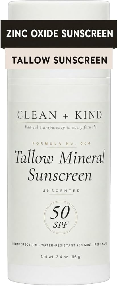 Organic Beef Tallow Sunscreen SPF 50 Zinc Oxide Unscented - Personal Care