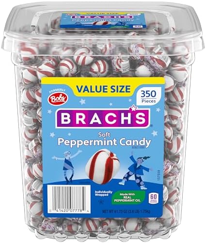 Brach'S Sweet Stripes Soft Peppermint Candy, Individually Wrapped, 350 Ct - Personal Care