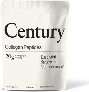 Century Structural Collagen Peptides Powder - 4 Patented Bioactive Peptides for Joint, Bone & Tendon Repair - Grass Fed, 20g Dose, Unflavored (30 Servings)