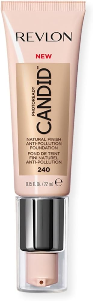 Revlon Liquid Foundation, Photo Ready Candid Face Makeup for Sensitive and Dry Skin, Longwear Sheer-Medium Coverage with Natural Glow Finish, 240 Natural Beige, 0.75 Oz - Beauty - Cosmetics