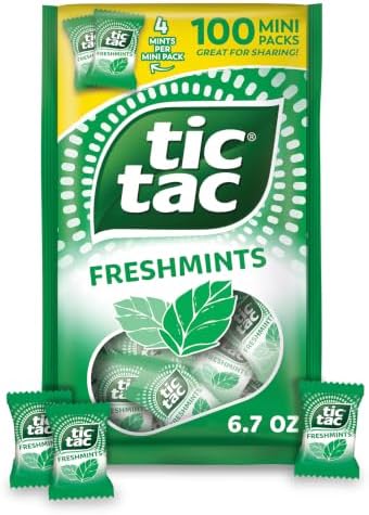Tic Tac Freshmints Bulk Bag, 100 Mini Packs of 4 Breath Mints, 6.7 oz