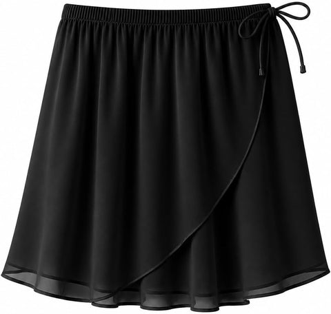 Moret Kids Girls' Ballet and Dance 2-Pack Chiffon Wrap Skirt - Lightweight Pull-On Practice Recital Tutu Skirt Activewear for Toddler and Little Kids, Black, X-Small