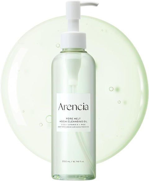 Arencia Pore Melt Mochi Makeup-Removing Cleansing Oil, Non-Comedogenic, Rice Amino Acids HD, Vitamin E, Cica, & Ceramide, 6.76 fl oz - Personal Care