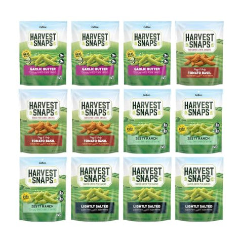 Big Top Deal USA Variety 12 Pack Savory Classics, Garlic Butter, Tomato Basil, Zesty Ranch, Lightly Salted, Harvest Snaps, Baked Veggie Chips, Crunchy, Gluten Free, Plant Protein, Snack Crisps