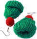 NEW BIG TOP DEALS CHRISTMAS XMAS HOLIDAY GREEN WOOL WOOLY HAT EARRINGS WITH RED POM POM GREAT FOR COSTUME CARNIVAL DRESS UP CASUAL GIFT GRAB BAG FOR WIFE DAUGHTER GIRLFRIEND